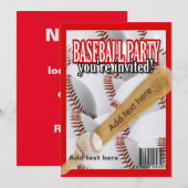 Baseball-Magazin, weiß und rot, Party Einladung (Vorne/Hinten)