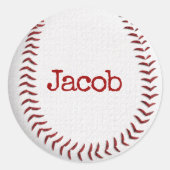 Baseball-Makro mit Namen Runder Aufkleber (Vorderseite)
