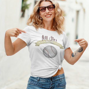 Baseball-Mama All-Star Vintage personalisiertes T- T-Shirt