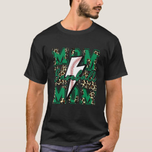 Baseball-Mama Baseball-Blitz Bolt Leopard-Licht T-Shirt