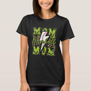 Baseball-Mama Baseball Blitz Bolt Leopard Limon T-Shirt