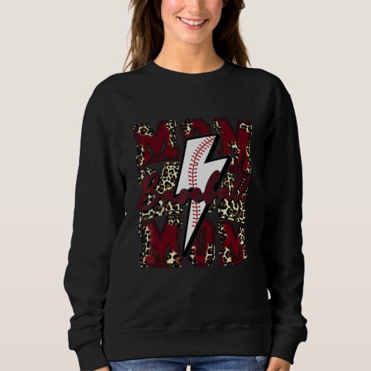 Baseball-Mama-Baseball-Blitz-Leopard-Maroon Sweatshirt (Vorderseite)