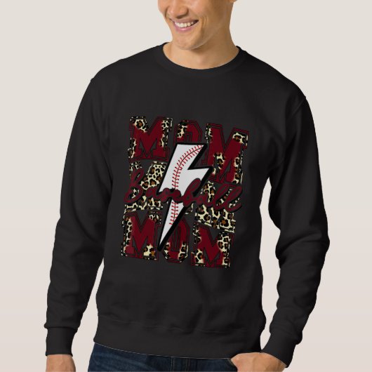 Baseball-Mama-Baseball-Blitz-Leopard-Maroon Sweatshirt (Vorderseite)