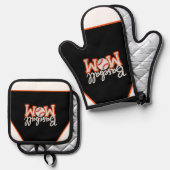 Baseball-Mama „Baseball M❤️M“ Geschenkbox-Design – Ofenhandschuh & Topflappen-Set (Vorderseite/Rückseite)