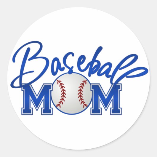 Baseball-MAMA blau Runder Aufkleber (Vorderseite)