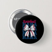 Baseball Mama Coquette Bow Game Day Baseball Mom M Button (Vorne & Hinten)