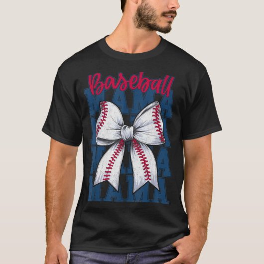 Baseball Mama Coquette Bow Game Day Baseball Mom M T-Shirt (Vorderseite)