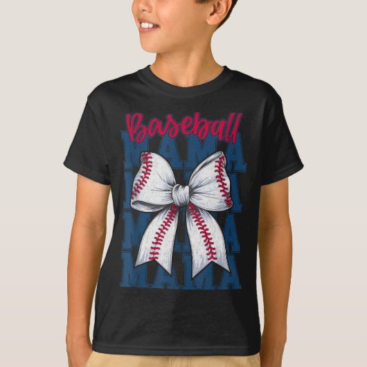 Baseball Mama Coquette Bow Game Day Baseball Mom M T-Shirt (Vorderseite)