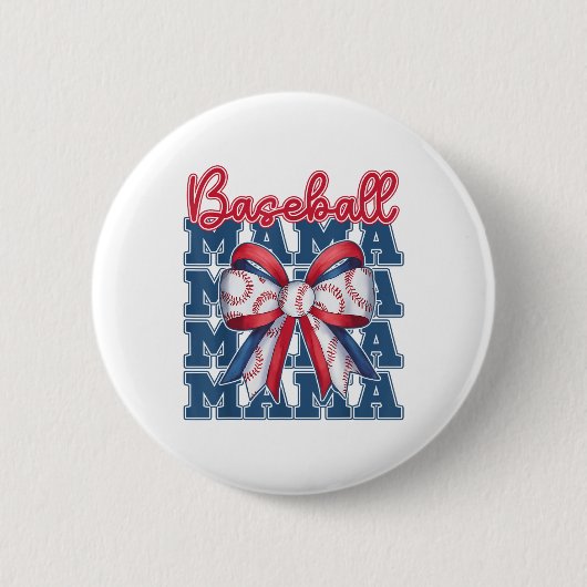 Baseball Mama Coquette Bow Mama Mütter Tag Button (Vorderseite)