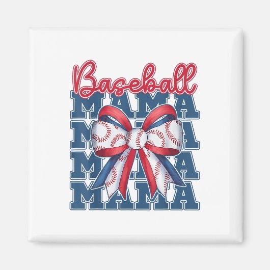 Baseball Mama Coquette Bow Mama Mütter Tag Magnet (Vorne)