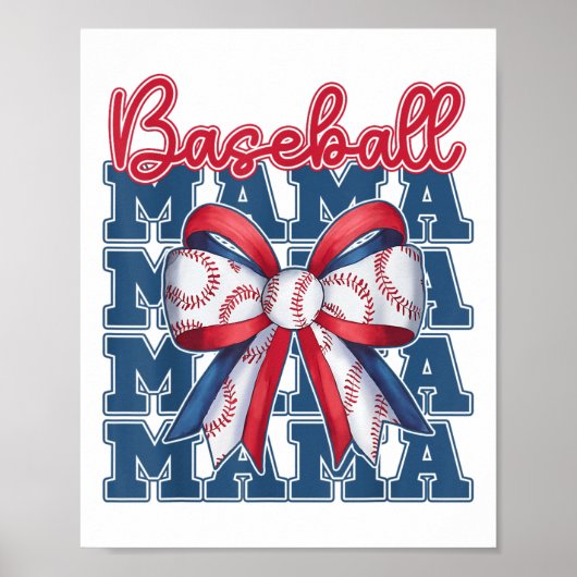 Baseball Mama Coquette Bow Mama Mütter Tag Poster (Vorne)