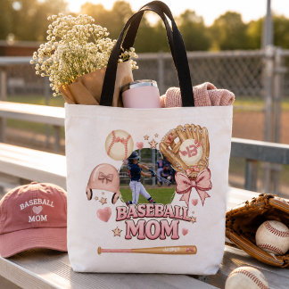 Baseball-Mama-Fotocollage Rosa Schleife Sport Tasche