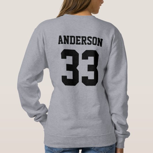 Baseball Mama Grau Personalisiert Sweatshirt (Rückseite)
