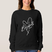Baseball-Mama Herz Personalisierter Schwarzer Base Sweatshirt (Vorderseite)