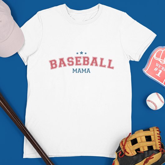 Baseball Mama in Rot und Blau T-Shirt