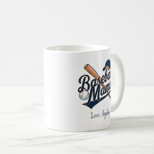 Baseball Mama, Individuelle Name der Mutter Kaffeetasse (VorderseiteRechts)
