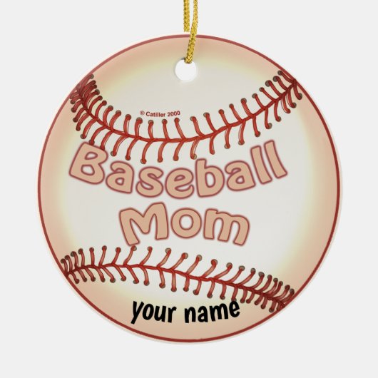 Baseball-Mama Keramik Ornament (Vorne)