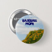 Baseball-Mama! Knöpfe Blue Sky Poppies Meadow Button (Vorne & Hinten)