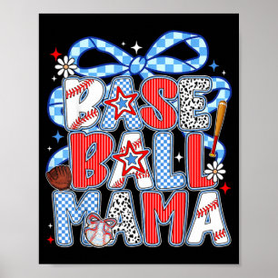 Baseball Mama Kokette-Schleife Groovy Game Day Mäd Poster