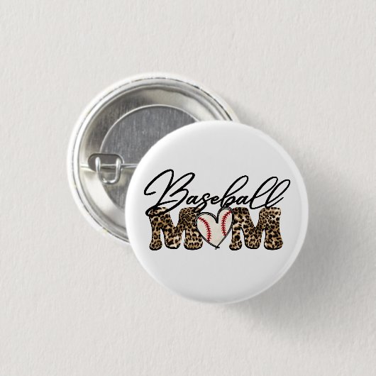 Baseball Mama Leopard Design Schlüsselanhänger Button (Vorne & Hinten)
