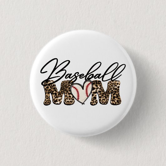 Baseball Mama Leopard Design Schlüsselanhänger Button (Vorderseite)
