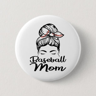 Baseball Mama Leopard Funny Softball Mama Button