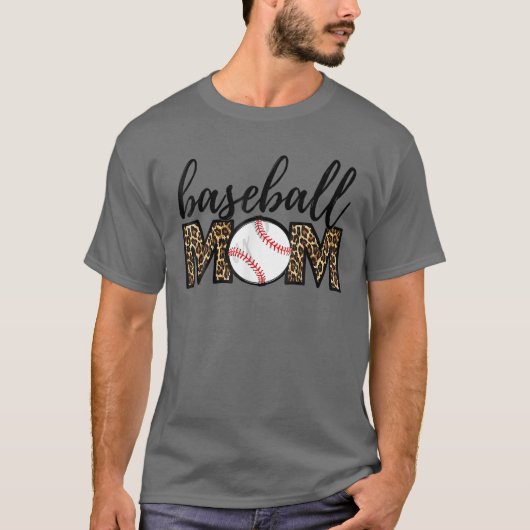 Baseball Mama Leopard Funny Softball Mama Mutter D T-Shirt (Vorderseite)