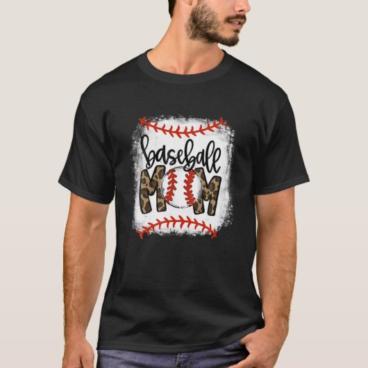 Baseball Mama Leopard Funny Softball Mama Mutter D T-Shirt (Vorderseite)