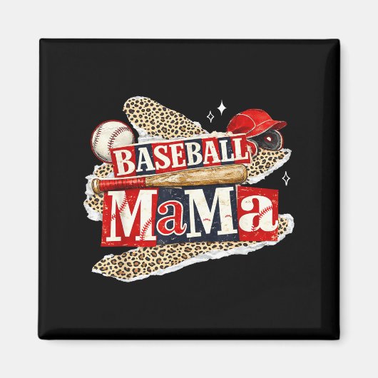 Baseball-Mama-Leopard Game Day Baseball-Saison für Magnet (Vorne)