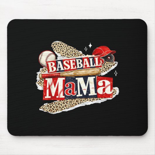 Baseball-Mama-Leopard Game Day Baseball-Saison für Mousepad (Vorne)