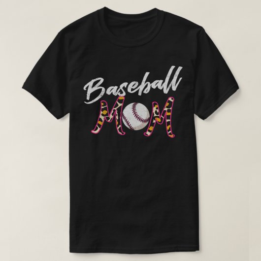 Baseball-Mama Leopard gestört Design T-Shirt (Design vorne)