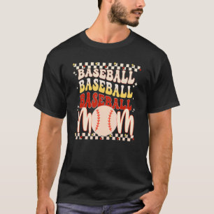Baseball Mama Leopard Retro Groovy Game Day Sport T-Shirt