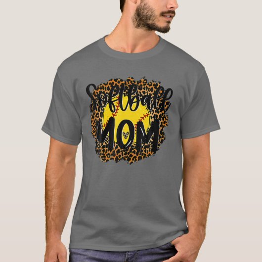Baseball Mama Leopard T-Shirt Softball Mama Mutter (Vorderseite)