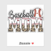 Baseball-Mama Leopard Typografie Aufkleber (Blatt)