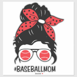 Baseball Mama Messy bun Aufkleber