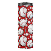 Baseball Mama Messy Bun Red Travel Tumbler Thermosbecher (Rückseite)