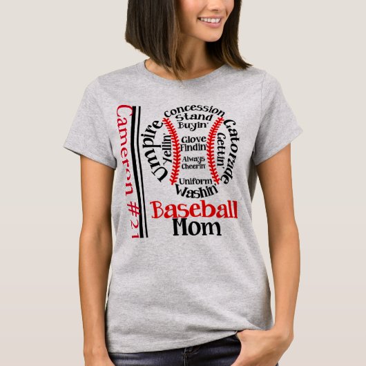 "Baseball-Mama" Monogramm T - SHIRT von FRAUEN (Vorderseite)