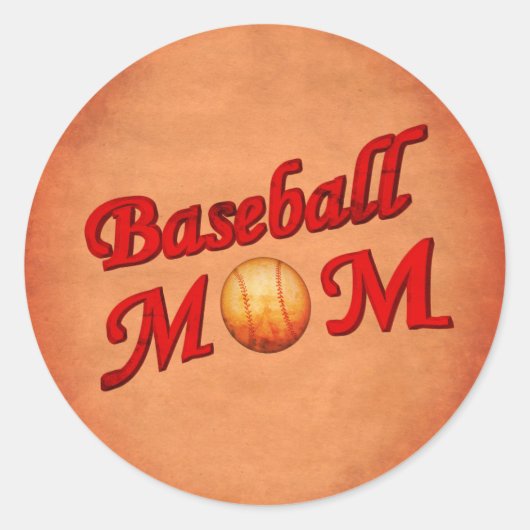 Baseball-Mama Niedlich Runder Aufkleber (Vorderseite)