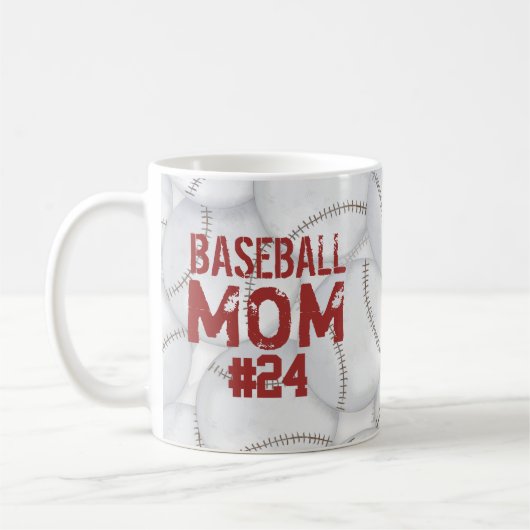 Baseball-Mama Niedliche Sport-Personalisierte Numm Kaffeetasse (Links)