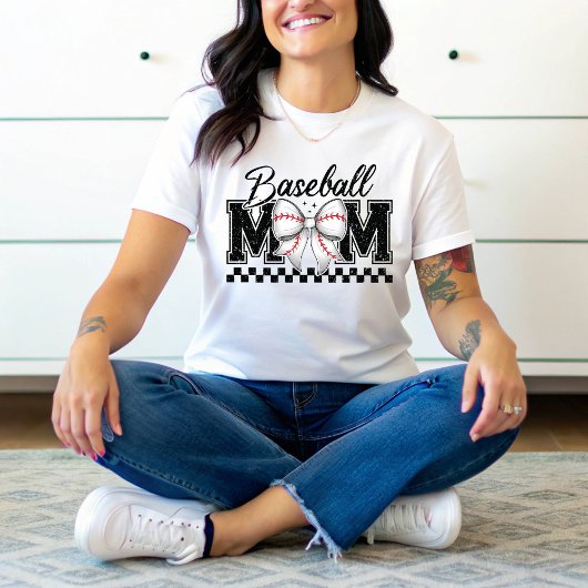 Baseball Mama Retro Mama Coquette Bow Tri-Blend Shirt