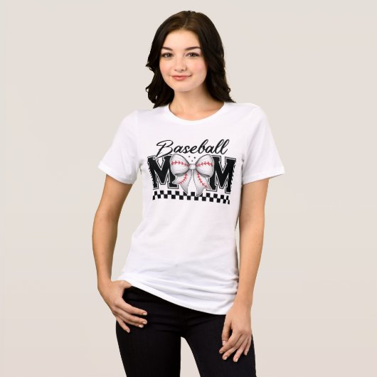 Baseball Mama Retro Mama Coquette Bow Tri-Blend Shirt (Vorderseite voll)