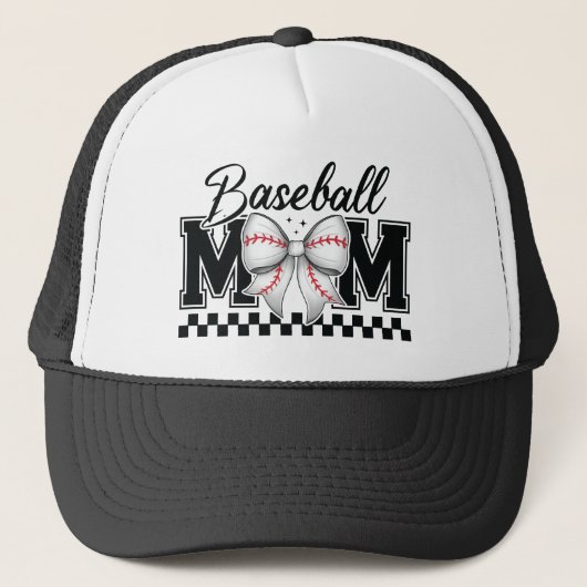 Baseball Mama Retro Mama Coquette Bow Truckerkappe (Vorderseite)