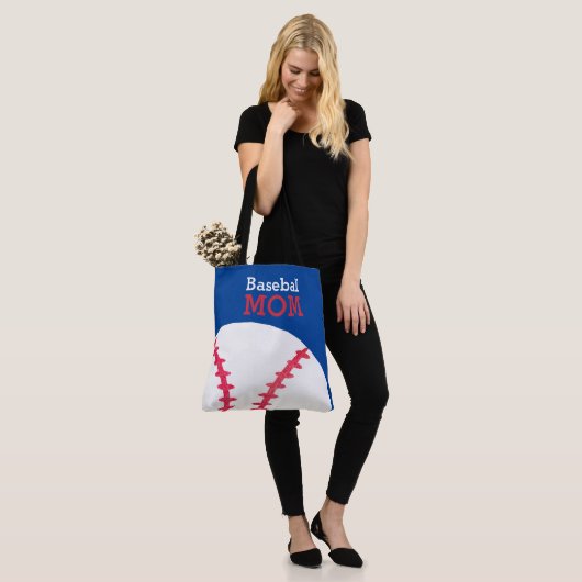 Baseball-Mama-Retro personalisiertes Trendy Blau Tasche (Am Model)