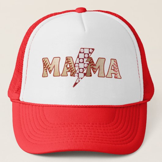 Baseball Mama Retro Trucker Hat Truckerkappe (Vorderseite)