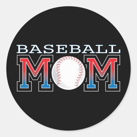 Baseball-Mama Runder Aufkleber (Vorderseite)