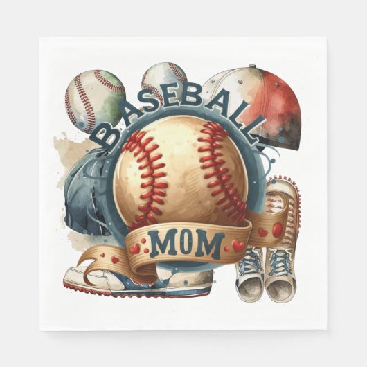 Baseball-Mama Serviette (Vorderseite)