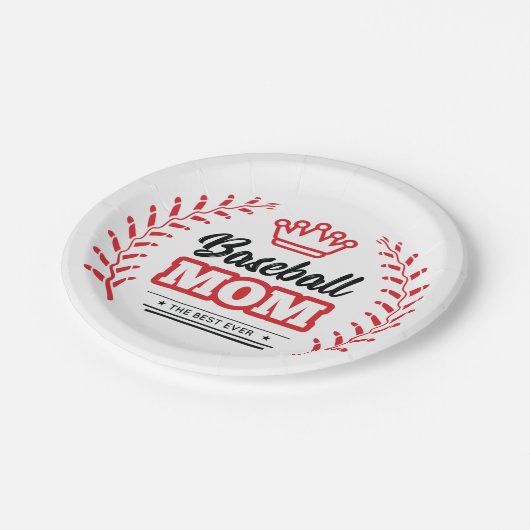 Baseball Mama Shirt Die beste Krone je Pappteller (Schrägansicht)