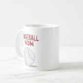 Baseball Mama Typografie Rote Sportarten Kaffeetasse (Vorderseite Links)