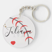 Baseball Mama Vater Großvater Mit Monogramm Schlüs Schlüsselanhänger (Rückseite)