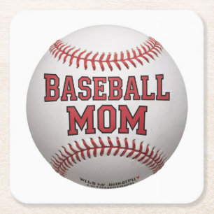 Baseball Mama Weißer Untersetzer Set